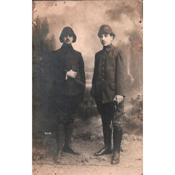 Kabalaklı Osmanlı askerlerinin hatıra fotoğrafı, 9x14 cm