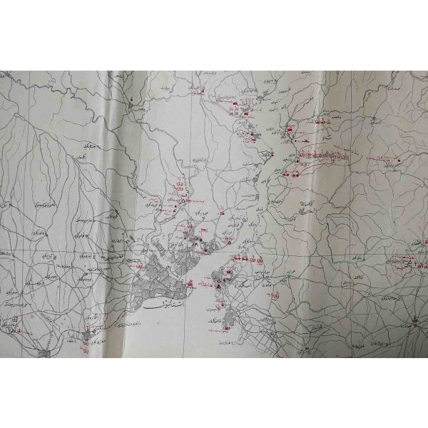 1. Kolordu-yı Hümayun Erkân-ı Harbiye Birinci Şube Müdürü damgalı ve imzalı askerî harita (85x68 ve 65x67 cm boyutlarında iki harita)