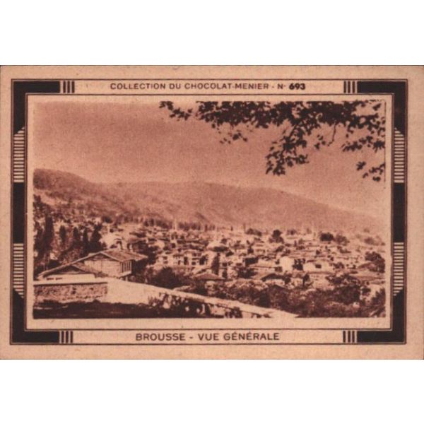 Bursa görselli Fransızca çikolata kartı, Menier Chocolaté Collection 1816, Constantinople, 5x8 cm