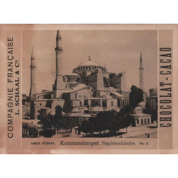 Ayasofya Camii görselli Fransızca çikolata kartı, L. Schaal&Cie, 6x8 cm