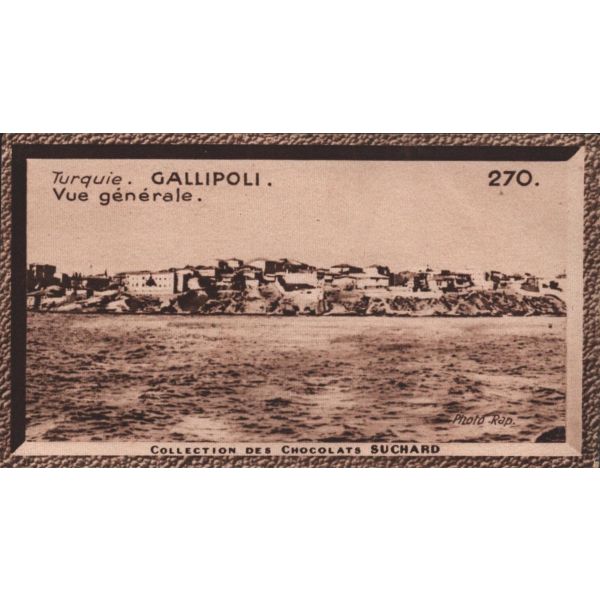 Çanakkale görselli Fransızca çikolata kartı, Foto Rap, Chocolat Suchard, 5x10 cm