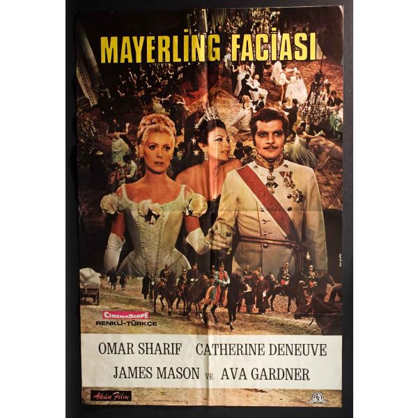 MAYERLİNG FACİASI, Omar Sharif, Catherine Deneuve, James Mason & Ava Gardner, Akün Film, Apa Ofset Basımevi, 66x100 cm...
