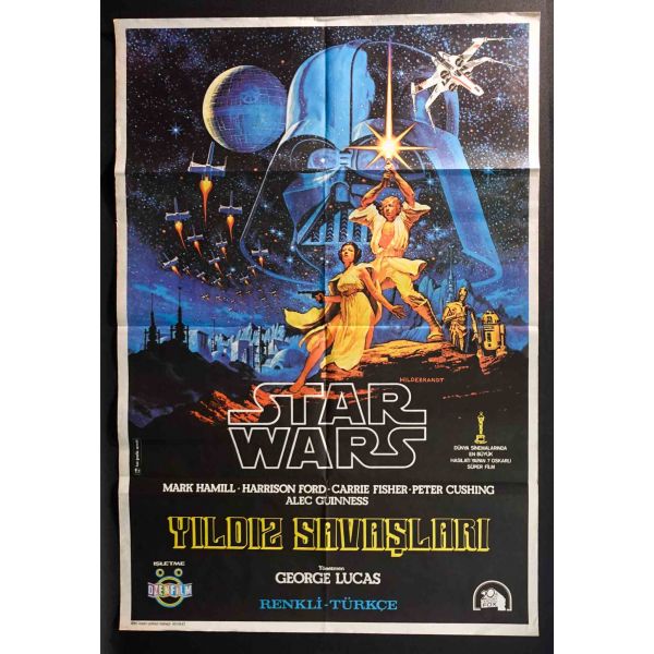 YILDIZ SAVAŞLARI (STAR WARS), Mark Hamill, Harrison Ford & Carrie Fisher & Peter Cushing & Alec Guinness, Özen Film, RPM Basım Sanayii Merkezi, 68x100 cm...