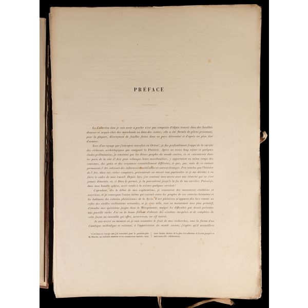 CATALOGUE ANTIQUITES ASSYRIENNES, METHODIQUE ET RAISSONNE (1. ve 2. cilt takım halinde), (Koleksiyon: M. De. Clercq), 1885, Ernest Leroux Paris,  353 sayfa, 37x52 cm...