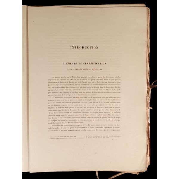 CATALOGUE ANTIQUITES ASSYRIENNES, METHODIQUE ET RAISSONNE (1. ve 2. cilt takım halinde), (Koleksiyon: M. De. Clercq), 1885, Ernest Leroux Paris,  353 sayfa, 37x52 cm...