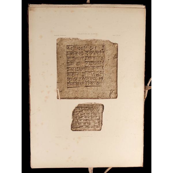 CATALOGUE ANTIQUITES ASSYRIENNES, METHODIQUE ET RAISSONNE (1. ve 2. cilt takım halinde), (Koleksiyon: M. De. Clercq), 1885, Ernest Leroux Paris,  353 sayfa, 37x52 cm...