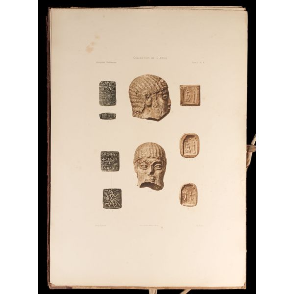 CATALOGUE ANTIQUITES ASSYRIENNES, METHODIQUE ET RAISSONNE (1. ve 2. cilt takım halinde), (Koleksiyon: M. De. Clercq), 1885, Ernest Leroux Paris,  353 sayfa, 37x52 cm...