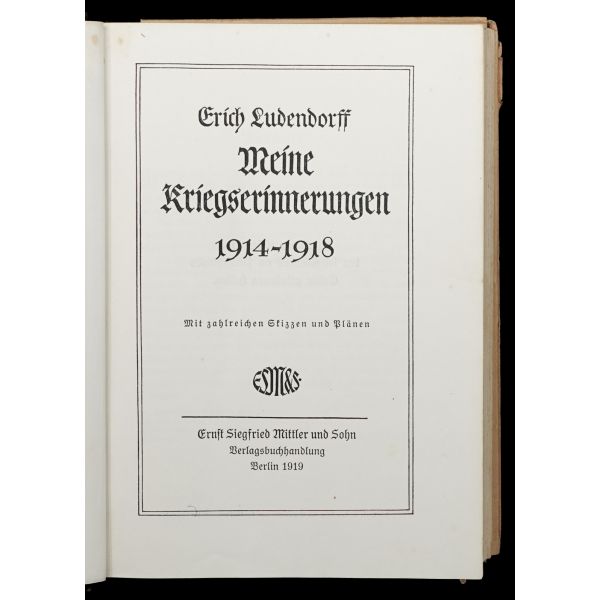 LUDENDORFF-MEINE KRIEGSERINNERUNGEN 1914-1918, Erich Ludendorff, 623 sayfa, 17x25 cm...