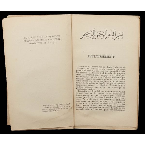 LA VIE DE MAHOMET, Emıle Dermenghem, 1950, Charlot Paris, 326 sayfa, 12x19 cm...