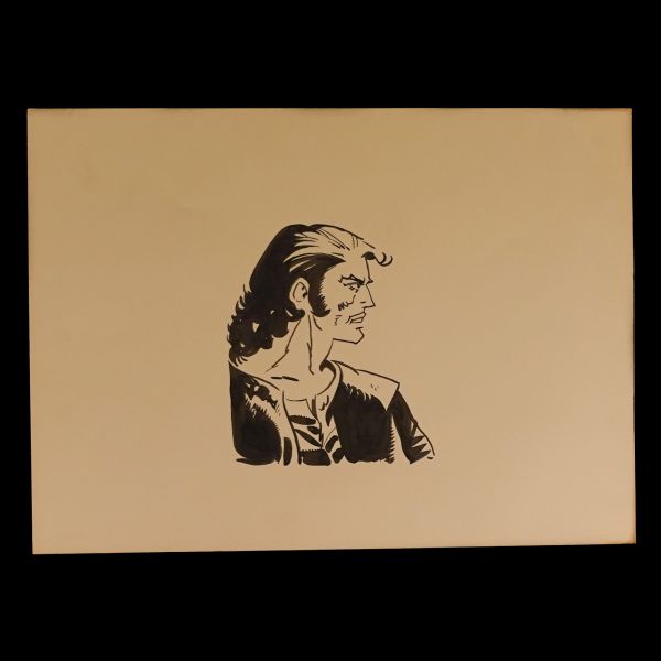 Ayhan Başoğlu´ndan orijinal Malkoçoğlu çizimi, kâğıt üzeri çini mürekkebi, 35x25 cm...