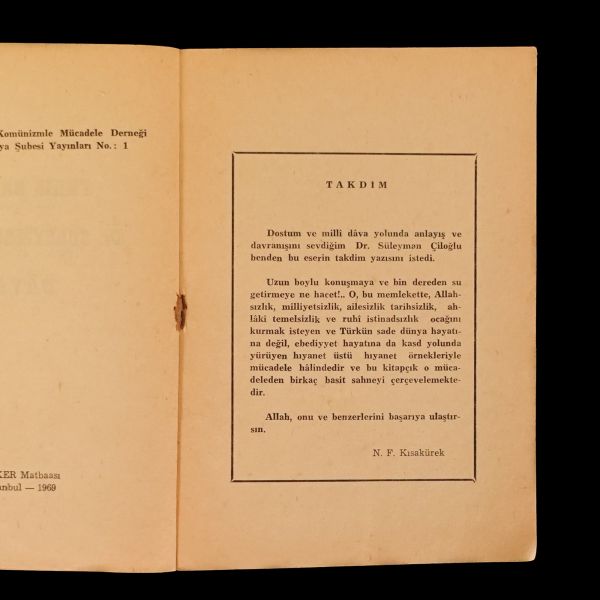 FAKİR BAYKURT (TÖS Genel Bşk.) - DR. SÜLEYMAN ÇİLOĞLU (T.K.M.D. Antalya Bşk.) DÂVASI, 1969, Türkiye Komünizmle Mücadele Derneği Antalya Şubesi Yayınları No. 1, 61 sayfa,