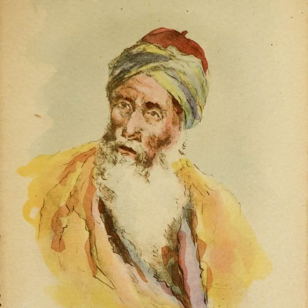 Orientalist suluboya çizim, 13x9 cm...