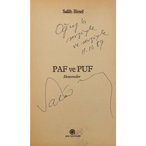 PAF VE PÜF, Salah Birsel, 1982, Ada Yayınları,159 sayfa, 12x20 cm...