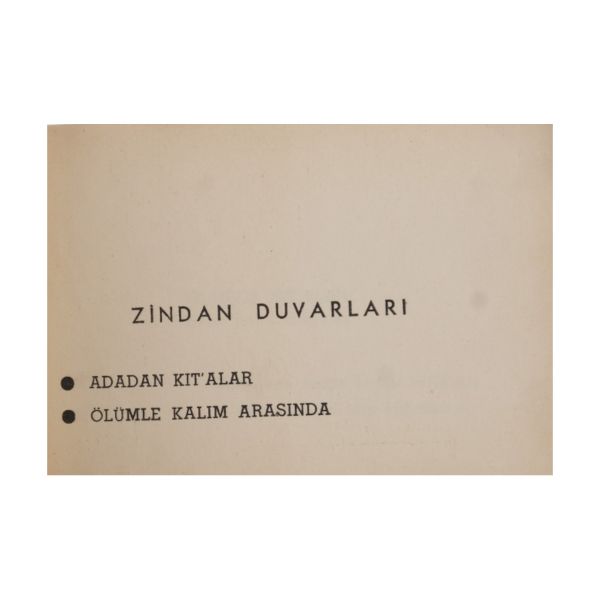 ZİNDAN DUVARLARI, Faruk Nafiz Çamlıbel, 1967, Tan Gazetesi ve Matbaası...