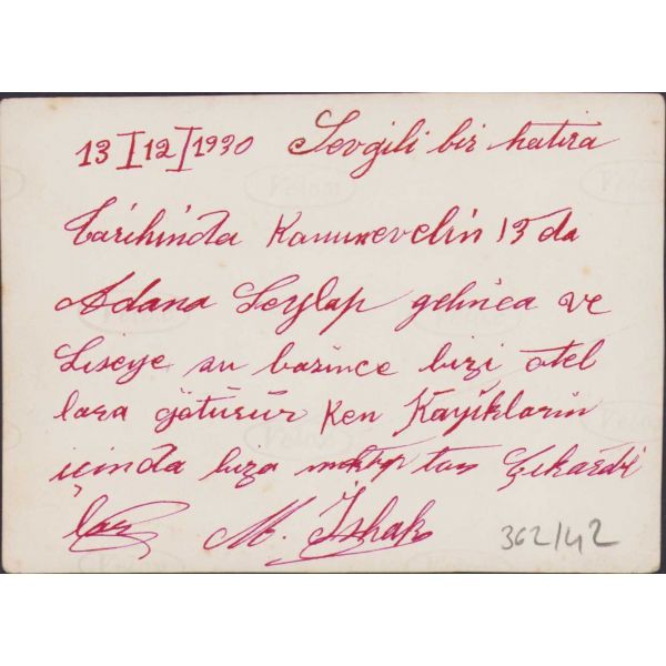 1930 tarihli Adana su baskını esnasına ait fotoğraflar lotu, 3 adet, arkası ithaflı, 8,5x6 ve 11x8 cm.