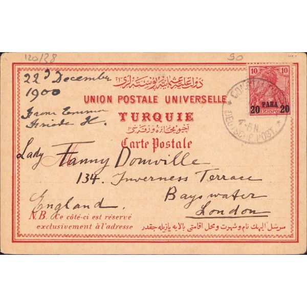 Osmanlı dönemi taş baskı parçalı kartpostal, Boğaz, postadan geçmiş