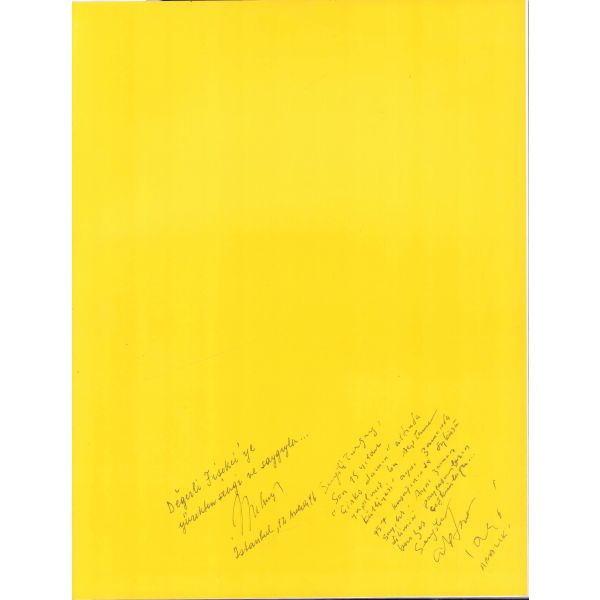 Alp Tamer Ulukılıç, Mehmet Ergüven'den ve Alp Tamer Ulukılıç'tan Şair Turgay Fişekçi'ye imzalı ve ithaflı, Bilim Sanat Galerisi, 1996.
