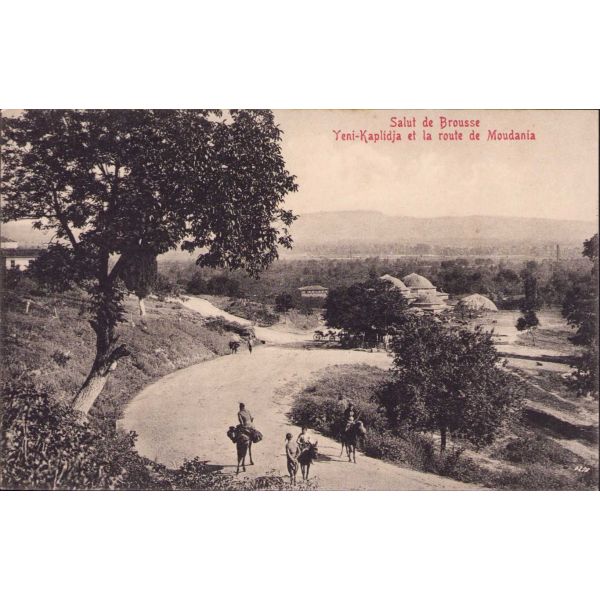 Osmanlı dönemi, Bursa Yeni Kaplıca, Bademli Bahçe manzarası, Mudanya Yolu görünümü, Editör J. Ludwigsohn Constantinople