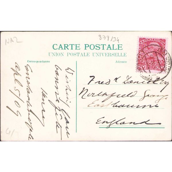 Osmanlı dönemi kartpostal, Sultan II. Abdülhamid, Enver Paşa ve Resneli Niyazi, II. Meşrutiyet temalı, Fransızca 