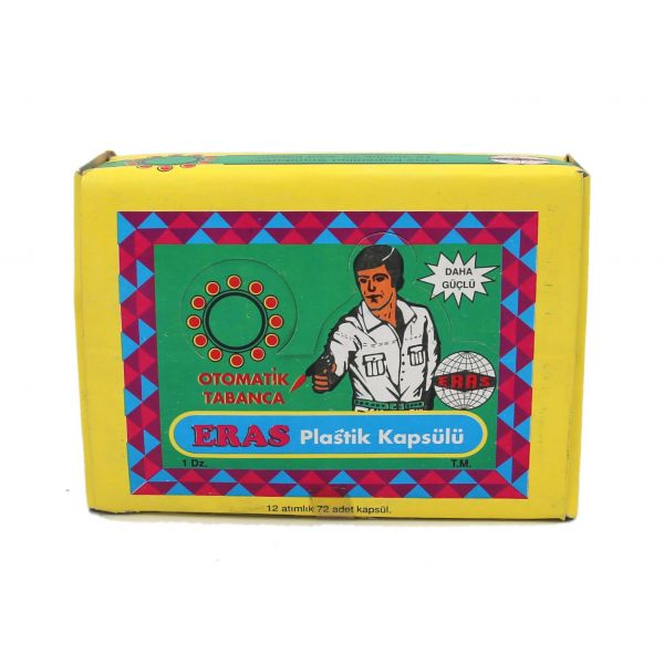 Türk malı, Eras marka, plastik otomatik tabanca kapsülü, 15x11x4 cm