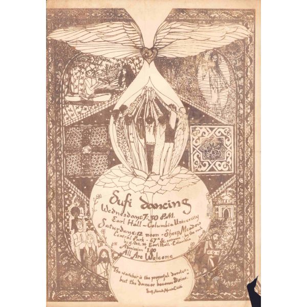 Columbia Üniversitesi Sufi Dansı temalı etkinlik afişi, bir kenarı kopuk, 21x30 cm