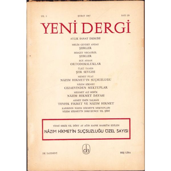 Yeni Dergi 128 Sayı [Tam takım], 1964 - 75, İlk 15 nüshası iki ciltte toplanmış, 17x25 cm