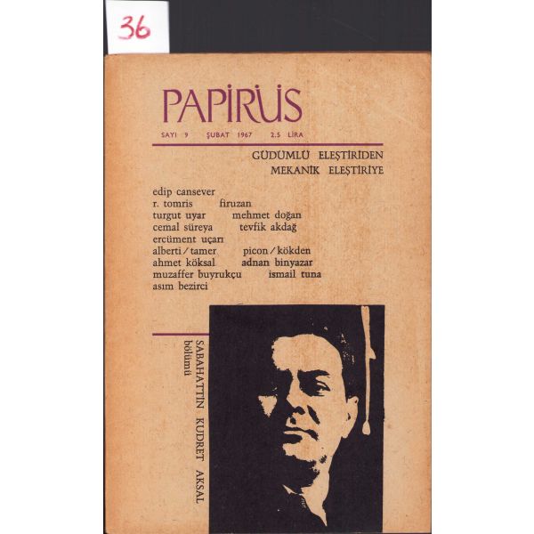 Papirüs dergisi, 9. sayı, 1967, 52 syf., 16x24 cm