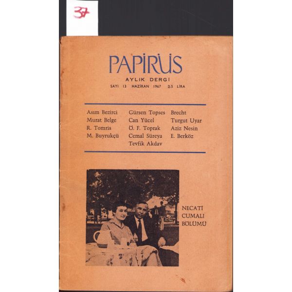 Papirüs dergisi, 13. sayı, 1967, 56 syf., 16x24 cm