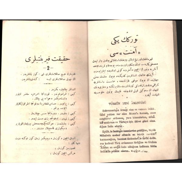TÜRKÜN YENİ ÂMENTÜSÜ, Sâfi, Hâkimiyet-i Milliye Matbaası, Ankara 1928, 60 s., 12x19 cm